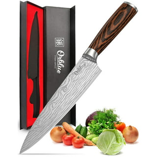 SANDEWILY 3 Piece Japanese Ultra Sharp Kitchen Chef Knife Set Pro German  High Carbon Stainless Steel(7CR17MOV) with Sheaths & Gift Box Black Handle