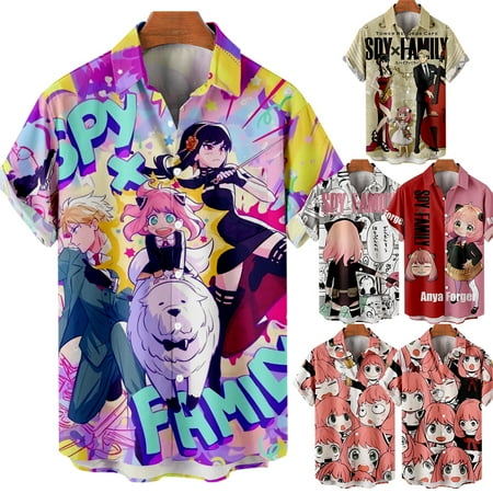 

MLFU Anime SPY x FAMILY Teens Mens Casual Tops Shirt Regular Fit Holiday Clothes Size 100-170/XXS-8XL