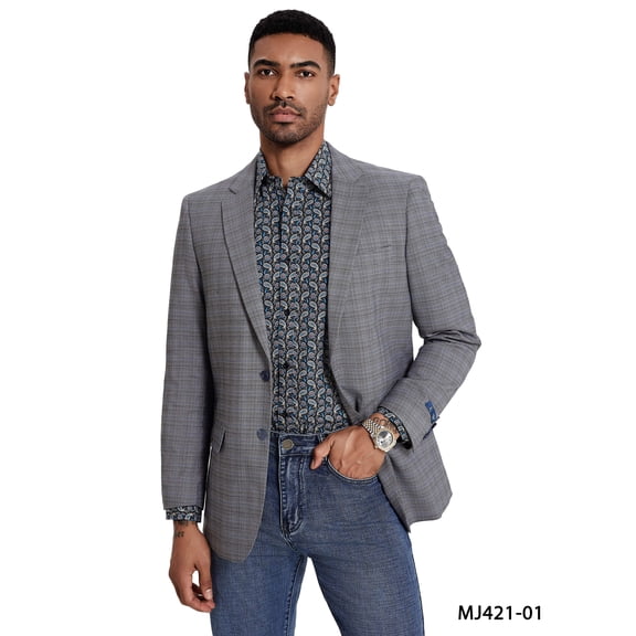 Men's Modern Fit Madras Sport Coat w/ Notch Lapel