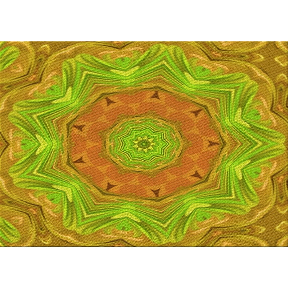 Ahgly Company Indoor Rectangle Patterned Acid Green Area Rugs, 4' x 6'