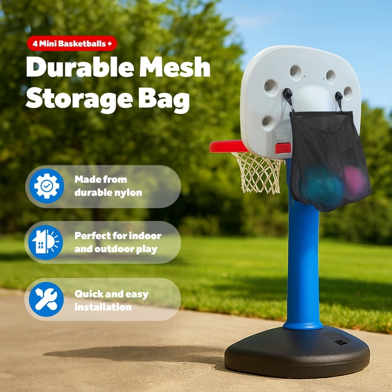 Set of 4 Mini Basketballs with Storage Net, Designed for Little