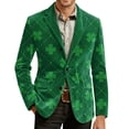 thumbnail image 6 of Kilaqueen Corduroy Blazer for Men St Patricks Day Single-Breasted Notch Lapel Suit Jackets Fashion Holiday Party Work Blazers with Pockets, 6 of 8
