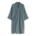 thumbnail image 5 of Men’s Lightweight Seersucker Bathrobe Cotton Classic Casual Nightwear with Pockets, 5 of 9