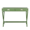 thumbnail image 2 of Weston Home Wood X-Base Campaign Writing Desk with Drawers, Meadow Green, 2 of 8