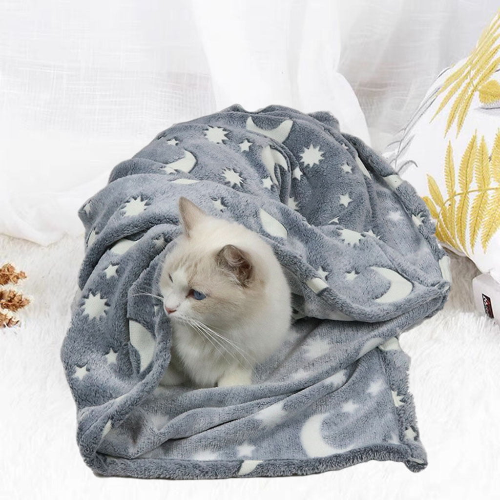 NC Warm Pet Blanket Luminous Cat Dog Bed Nest Pad Bath Towel Machine Washable Cushion Flannel for Puppy Sleeping Home Decor Bed Accessories M 