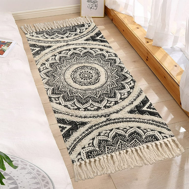 RORA Area Rug 2x4 Non-Slip Machine Washable Boho Distressed Neutral Area  Rug Hallway Runner Rug for Bedroom Kitchen Bathroom Entryway Low Profile