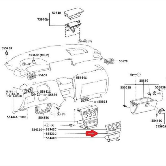 Furulu 1x Front Instrument Panel Dash Plate For 2003-2008 Toyota Corolla 55520-02090-B1