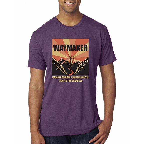 WAYMAKER Miracle Worker Promise Keeper Inspirational/Christian Mens Premium Tri Blend T-Shirt, Vintage Purple, Large