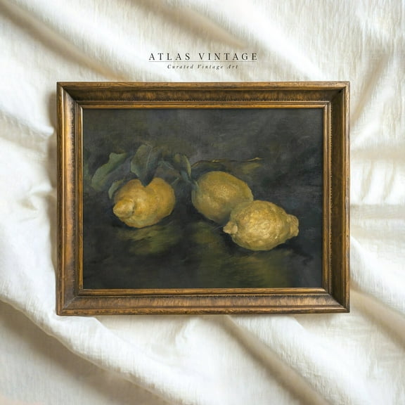Modroom Vintage Lemon Print Still Life - Fruit Kitchen Decor - Cottagecore -, Modern Wall Art Decor, 8x12 UNFRAMED