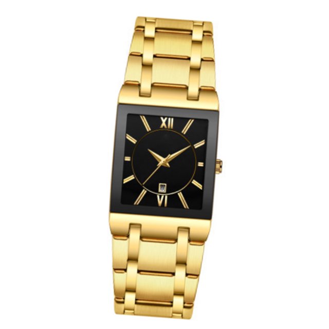WWOOR Hombres Moda Rectangular Dial analógico reloj de cuarzo Negocio impermeable Calendar Abanopi Mirar