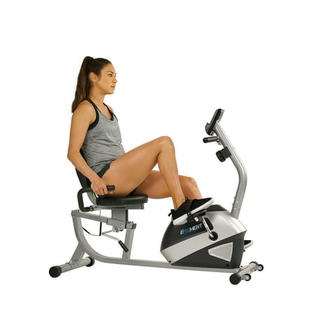 EFITMENT Magnetic Recumbent Bike Exercise Bike with High Weight Capacity, Easy Adjustable Seat, LCD Monitor with Pulse and Phone Holder -