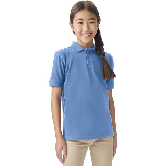 Classroom Uniforms for Boys and Girls, Short Sleeve Pique Polo CR832Y, L, Columbia Blue