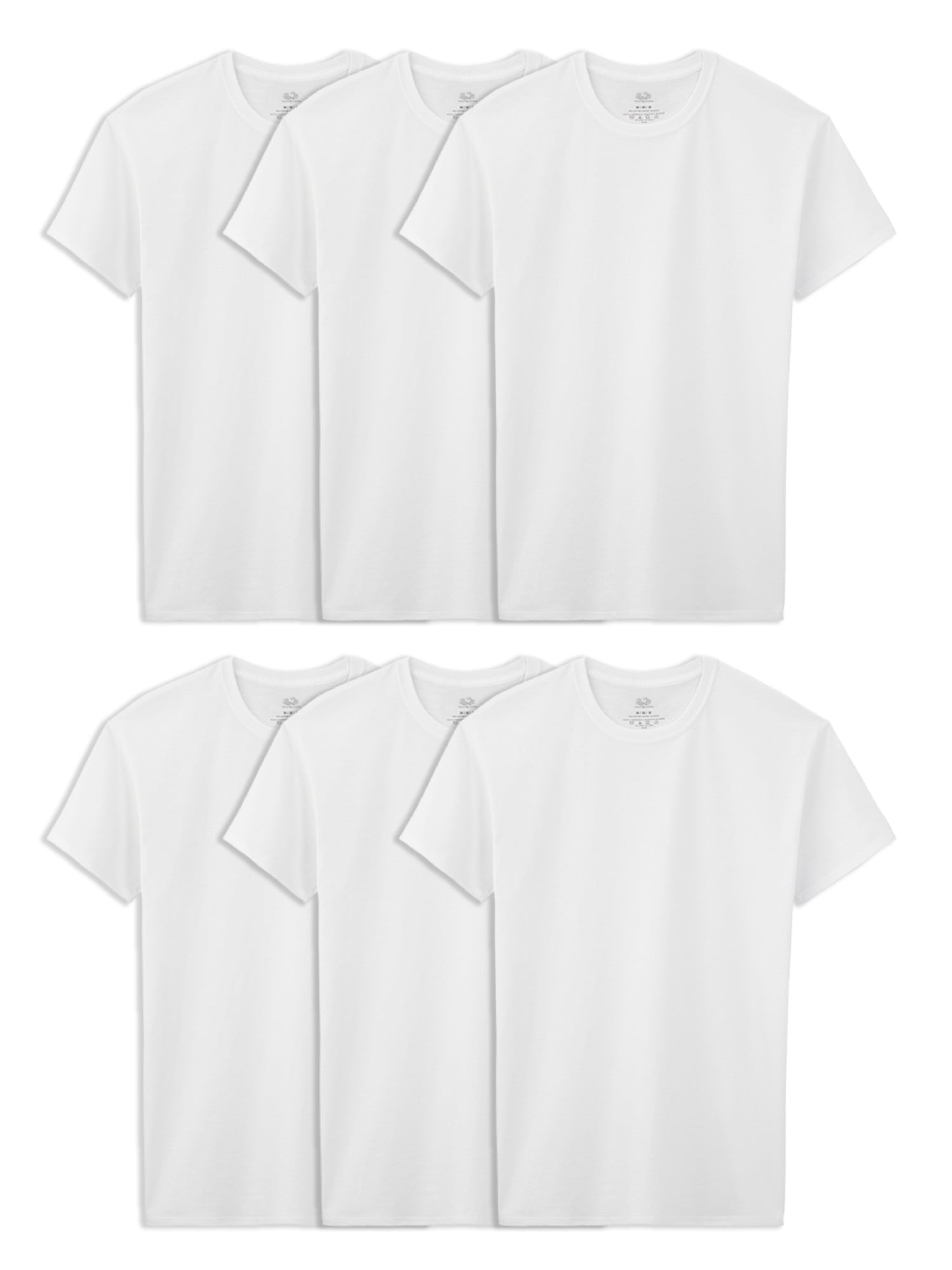 Faded Glory Boys' Crew T-Shirt 5 Pack Size XL XG 18-20 White Tee 