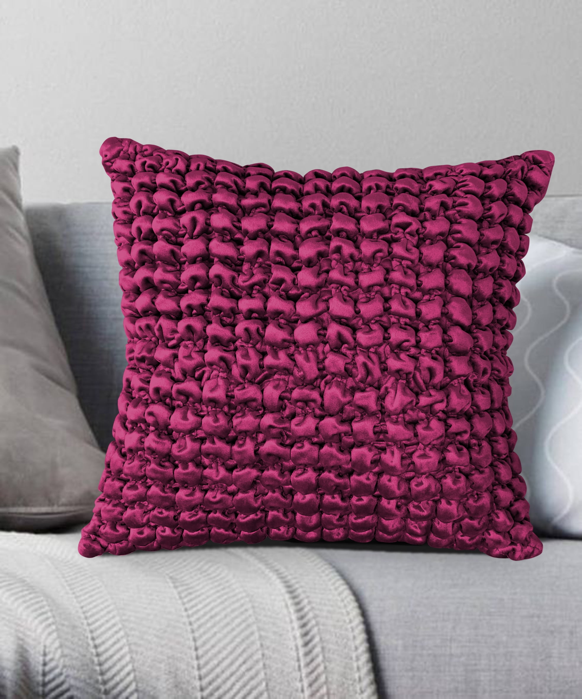 Stretch Gridlock Velvet Throw Pillow Burgundy 18x18