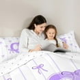thumbnail image 5 of Castle Fairy Teens Boys Girls Bowknot Personalized Initial Q 3 Pieces Queen Comforter Set,Purple Geometric Stripes Ultra Soft Bedding Sets,Dreamy Princess Bedding Comforter Set, 5 of 8
