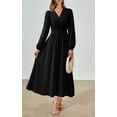 thumbnail image 3 of Vestido largo PRETTYGARDEN 2025 primavera manga larga con cuello en V para mujer, 3 of 8