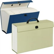 Smead Portable Expanding File Box, 19 Pockets, Alphabetic (A-Z) and Subject Labels, Legal, Blue (70806)
