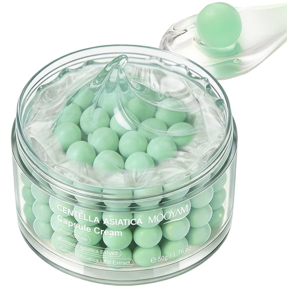 Mooyam Centella Asiatica Capsule Face Moisturizer Cream, Firming Brightening Cream for Wrinkles,Deeply Hydrating, 1.76oz