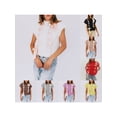 thumbnail image 2 of FOCUSNORM Pull-Over Contrasté pour Femmes Col Rond Manches Courtes Débardeur pour Sortir Mode Urbaine pour Usage Quotidien, 2 of 4