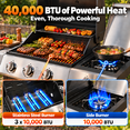 thumbnail image 3 of Syngar 3-Burner Propane Gas Grill with Side Burner, Bbq Grill with 40000 Btu, Porcelain Grates, Easy-Clean Design, Stainless Steel & Storage Cabinet, 3 of 7