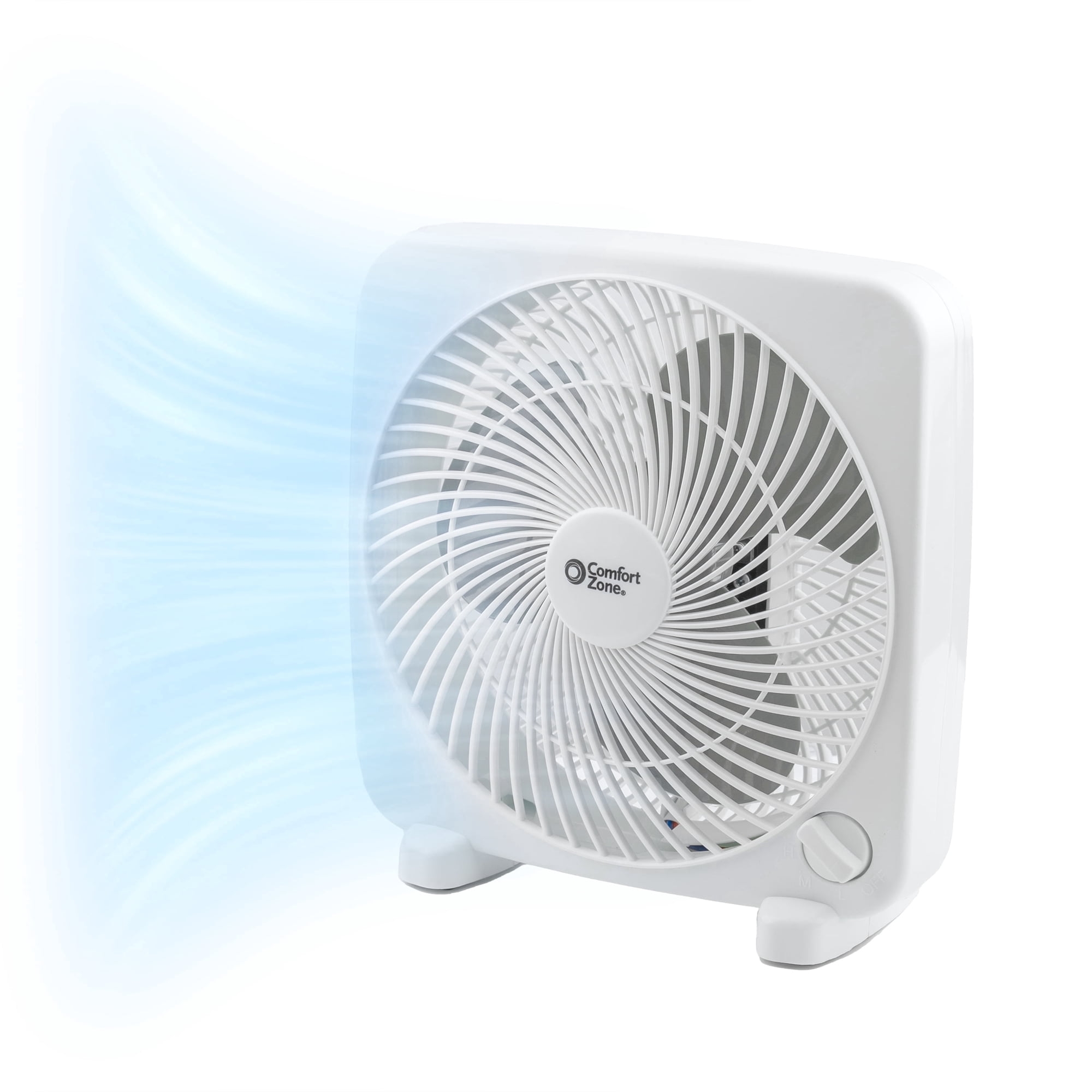 Comfort Zone 9" Portable Box Fan, White