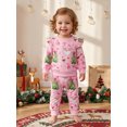 thumbnail image 3 of Cjfdfy Toddler Baby Girl Christmas Outfits Santa Christmas Tree Print Long Sleeve Ruffle Sweatshirt And Pants Infant Cute My Christmas Fall Winter Outfit 0-3Y, 3 of 9