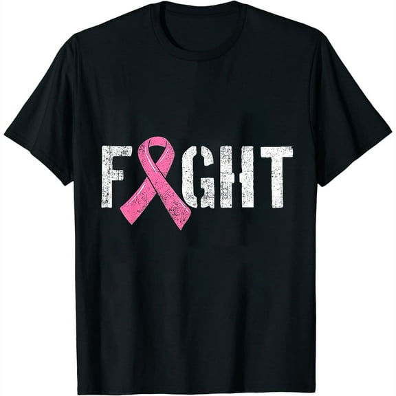 Womens T Shirt Fight Breast Cancer Disease Pink Ribbon Gift Idea Shirts Black