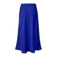 thumbnail image 4 of Skirts for Women Elegant High-Waisted Satin Pencil Skirt for Women with Elastic Waistline Classic Solid Tone Skirt for Formal and Casual Occasions Dark Blue L, 4 of 4