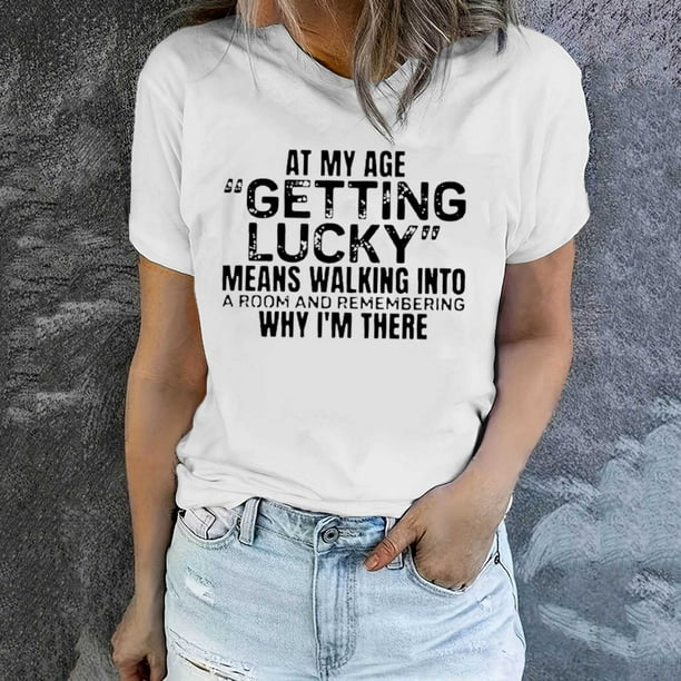 mfyjkho Tops Para Mujer, Blusa De Manga Corta Para Mujer Con Estampado De Letras Divertidas Para El Trabajo En Verano Tops Y Blusas Para Mujer Xxl