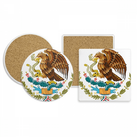 

Mexico National Emblem Country Coaster Cup Mug Holder Absorbent Stone Cork Base Set