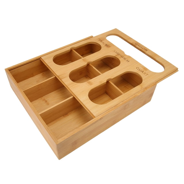 Food Storage Bag Container, Bamboo Food Bag Storage Box Sturdy Durable For Home For Kitchen Bamboo Color