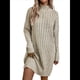 thumbnail image 2 of Vestido Informal de Punto con Cuello Alto y Larga para Mujer, Otoño e Invierno, Color Liso, Estilo Jersey, Falda A la Cadera Albaricoque L, 2 of 9