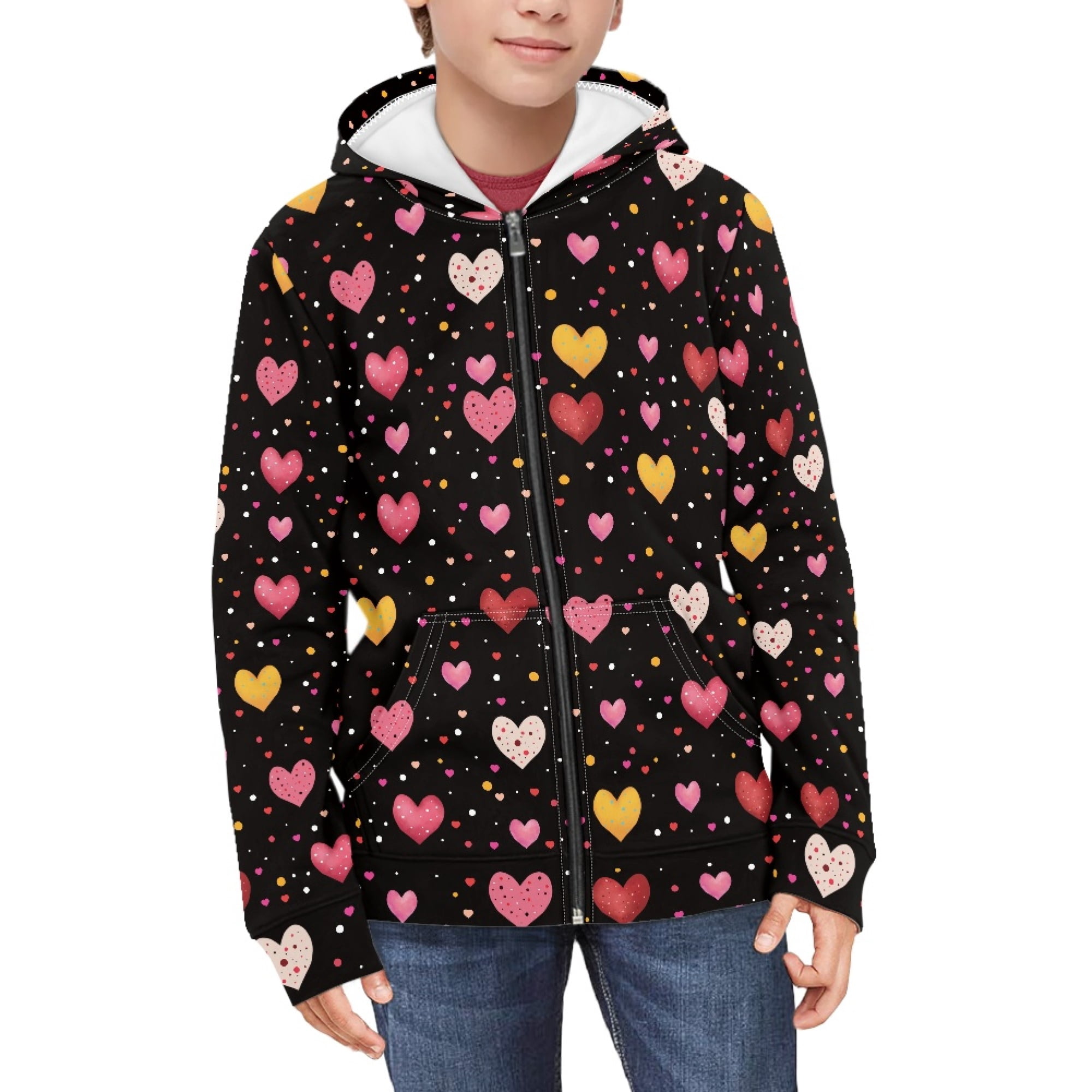 DISNIMO Kids Heart Hoodie Girls Zip Up Hoodies Size 14-16 Hoodie Sweatshirts with Zipper Sweatshirt for Girls Colorful Hoodies for Boys Hoodie Jacket Teens Hooded Jackets Children Fall Clothing