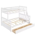 thumbnail image 3 of Twin-Over-Full Bunk Bed with Safety Rail,,Solid Wood Bunk Bed Frame with Ladders and Two Drawers,Multifunctional Bunk Bed for Boys and Girls, Teens and Adults,White, 3 of 7