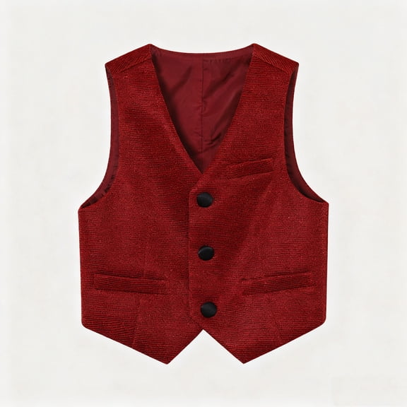 Danhjin Boys Suit Vests Formal V Neck Sleeveless Jackets Button Down Solid Color Back to School Performance Dress Vests, for 1 to 13T