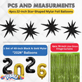 thumbnail image 2 of PMU 12 Pc Set Graduation Decorations | Number Balloons 2026 Black with Lime Green Curtain Backdrop and Star Mylar | Graduation Party Supplies, 2 of 6