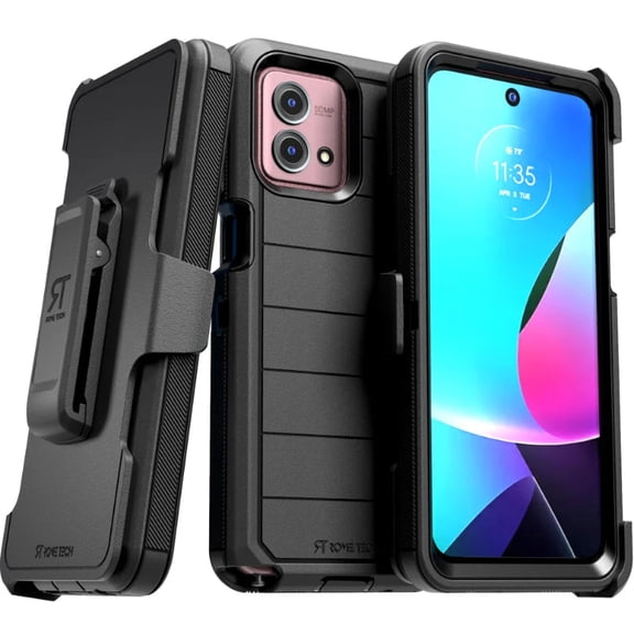 Defender Case for Moto G Stylus 4G 2023 with Belt Clip, Kickstand, Dual-Layer, Black