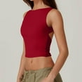 thumbnail image 3 of Women's Sexy Open Back Sleeveless Crop Tank High Neck Slim Fitted Cropped Tee Shirt Y2K Tops, 3 of 7