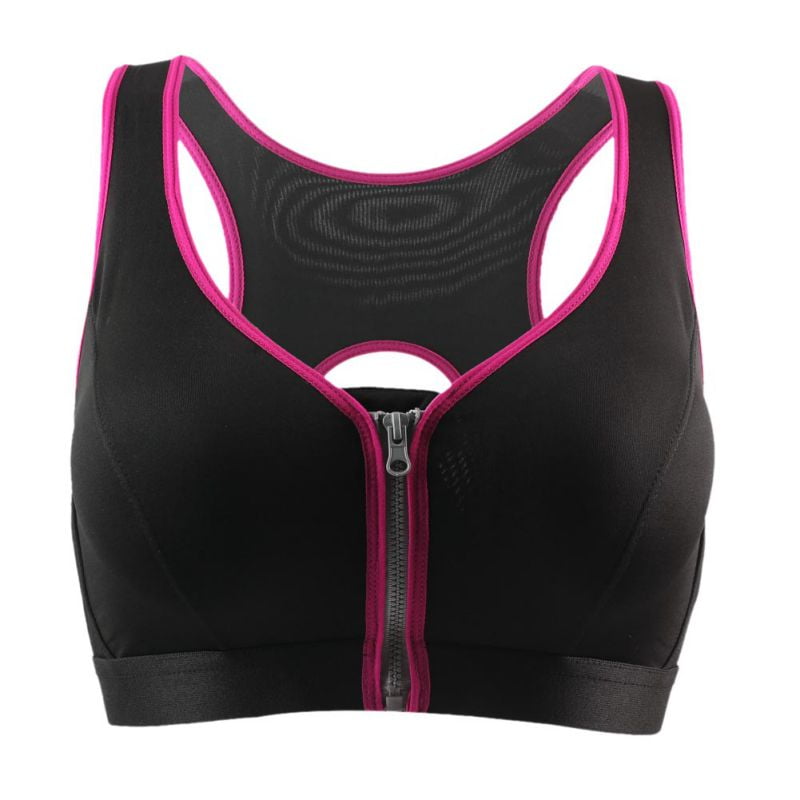 Forericy - Women Sports Zipper Front Padded Push Up Wire free Bra Chest ...