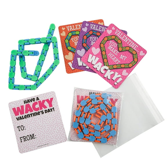 Fun Express Wacky Tracks Fidget Toys Valentine Exchanges with Card for 12