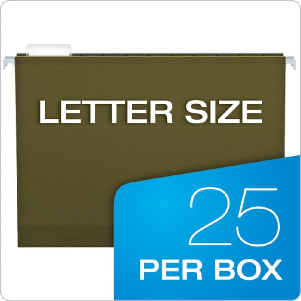 Hanging File Folders  25 Pack Green 2" Expansion Letter Size (8.5" X 11") Reinforced 5 Tab Positions Durable Files For Office And Document Organization