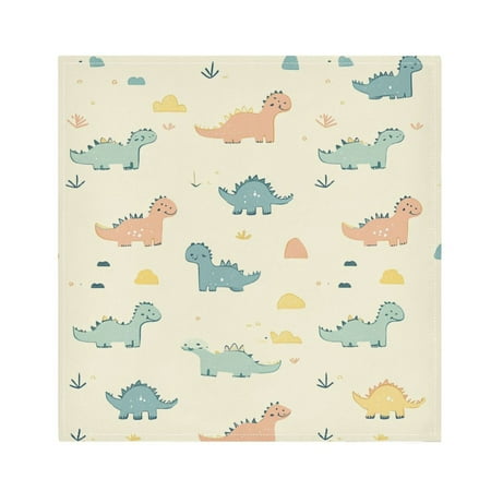 Satin Polyester Napkins - 20x20 InchSingle-Sided Printed Napkins, 1-Piece/4-Piece/6-Piece Set, DIY Personalized Table Setting，Dinosaurs