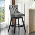 thumbnail image 4 of TEWLOSS Counter Height Bar Stools Swivel 26" Velvet Barstools for Kitchen Island, Gray, 4 of 9