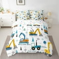 thumbnail image 3 of Manfei Excavator Bulldozer 7-Piece Twin Bedding Sets,Construction Vehicles Bedding Comforter Set,White Yellow Blue Sheet Sets For Boys Kids,Super Cozy Room Decor Reversible, 3 of 9