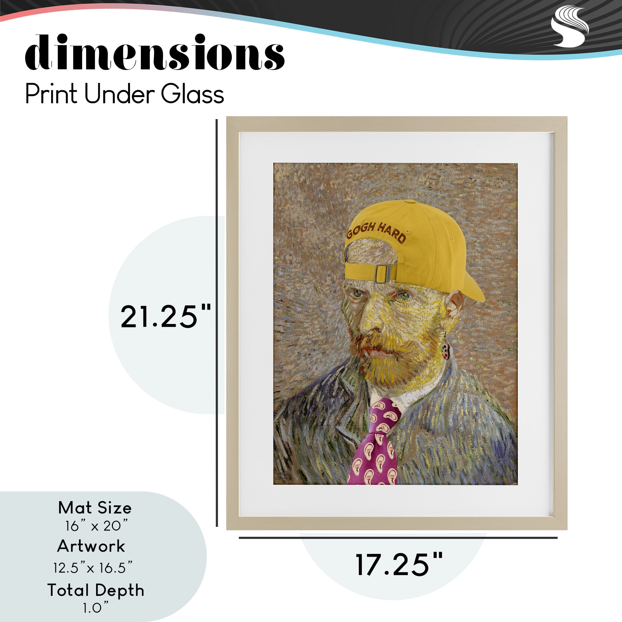 Van Gogh in Yellow hat Birch Framed Print Under Glass, design by Masters Redux