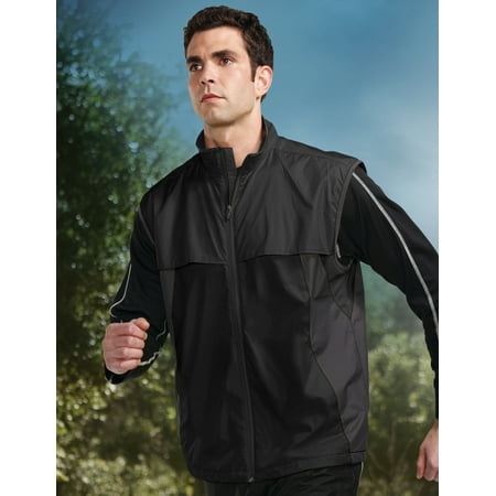 Nylon Spandex Vest - Tri-Mountain Performance Athlos j1100 Reverse Nylon Full Zip Vest, 2X-Large, Black/Charcoal