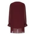 thumbnail image 5 of lulshou Long Sleeve Shirts for Women Casual Solid Color V-Neck Pullover Top with Button Detail, Wine, XL, 5 of 6