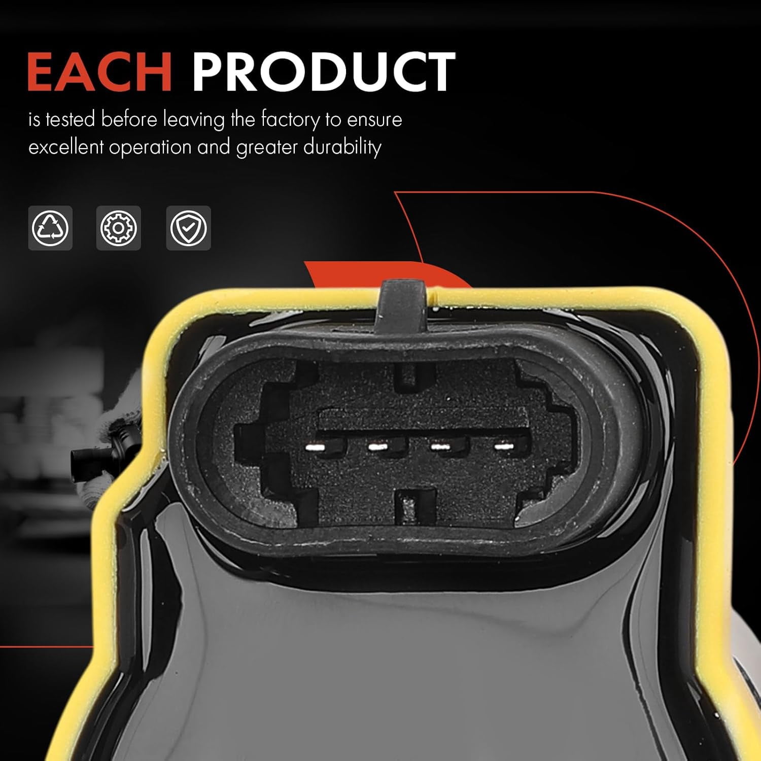 A-Premium Yellow Engine Ignition Coil Pack Compatible with Chevrolet Silverado 1500 2500 HD, Suburban, Camaro, Tahoe, Express 2500 & GMC Sierra 1500, Yukon & Cadillac Escalade & Isuzu NQR, 8-PC Set