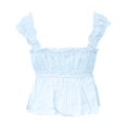 thumbnail image 4 of XIAOCHA Women's Eyelet Crop Tops Cap Sleeve Square Neck Ruffled Pullover Top Lightweight Casual Summer Tops, 4 of 5