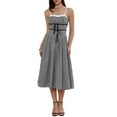 thumbnail image 2 of INSPIRE CHIC Vintage Gingham Dress for Womens Spaghetti Strap 1950s A-Line Flowy Midi Dresses XS Black, 2 of 6